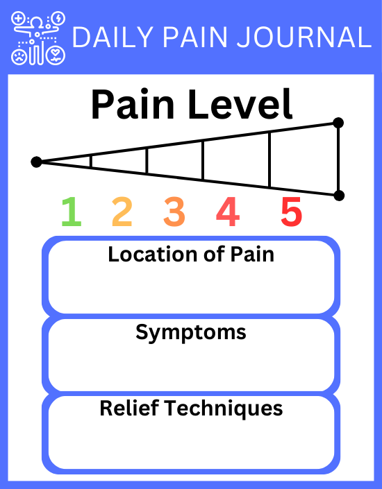 Example of a Daily Pain Journal to track pain and suffering