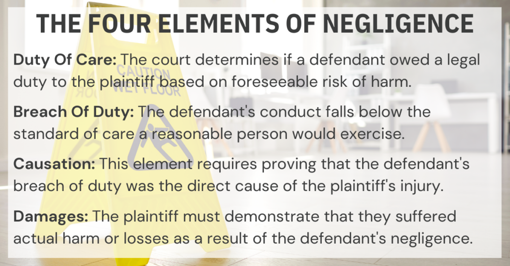 Slip and Fall - List of the four elements of negligence 