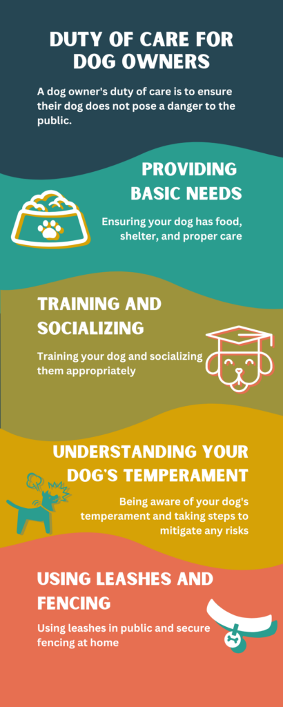 Infographic describing the duty of care for dog owners in relation to dog bite claims